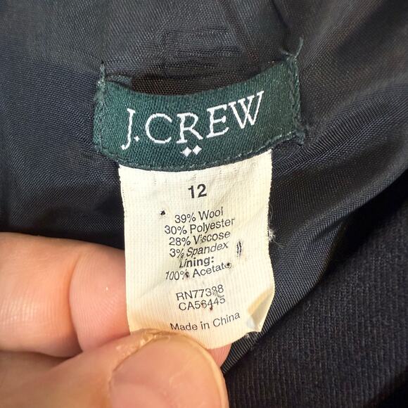 J. Crew Black Wool Dress Shift Sheath Size 12 Crossover Bodice Cap Sleeve - Picture 9 of 12